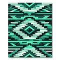 Teal Geometric Staircase Tribal Rug