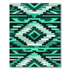 Teal Geometric Staircase Tribal Rug
