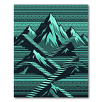 Teal Geometric Mountain Stairway Rug