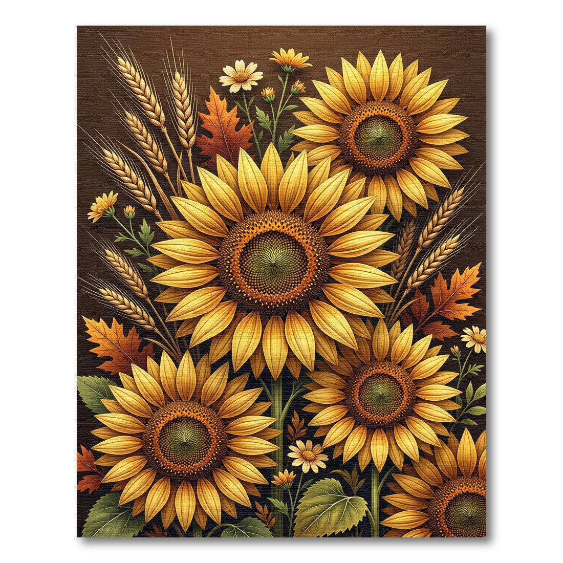 Golden Sunflowers Autumn Wheat Garden Rug