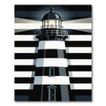 Modern Black White Striped Lighthouse Rug