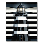 Modern Black White Striped Lighthouse Rug
