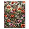 Ornate Poppy And Daisy Floral Scroll Rug