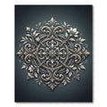 Elegant Charcoal Silver Floral Medallion Rug