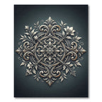 Elegant Charcoal Silver Floral Medallion Rug