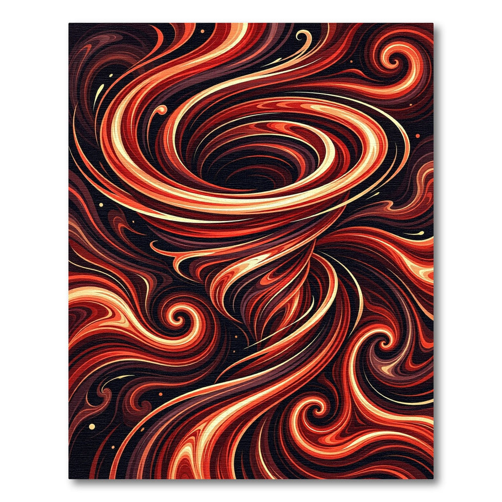 Crimson Swirl Vortex Abstract Rug