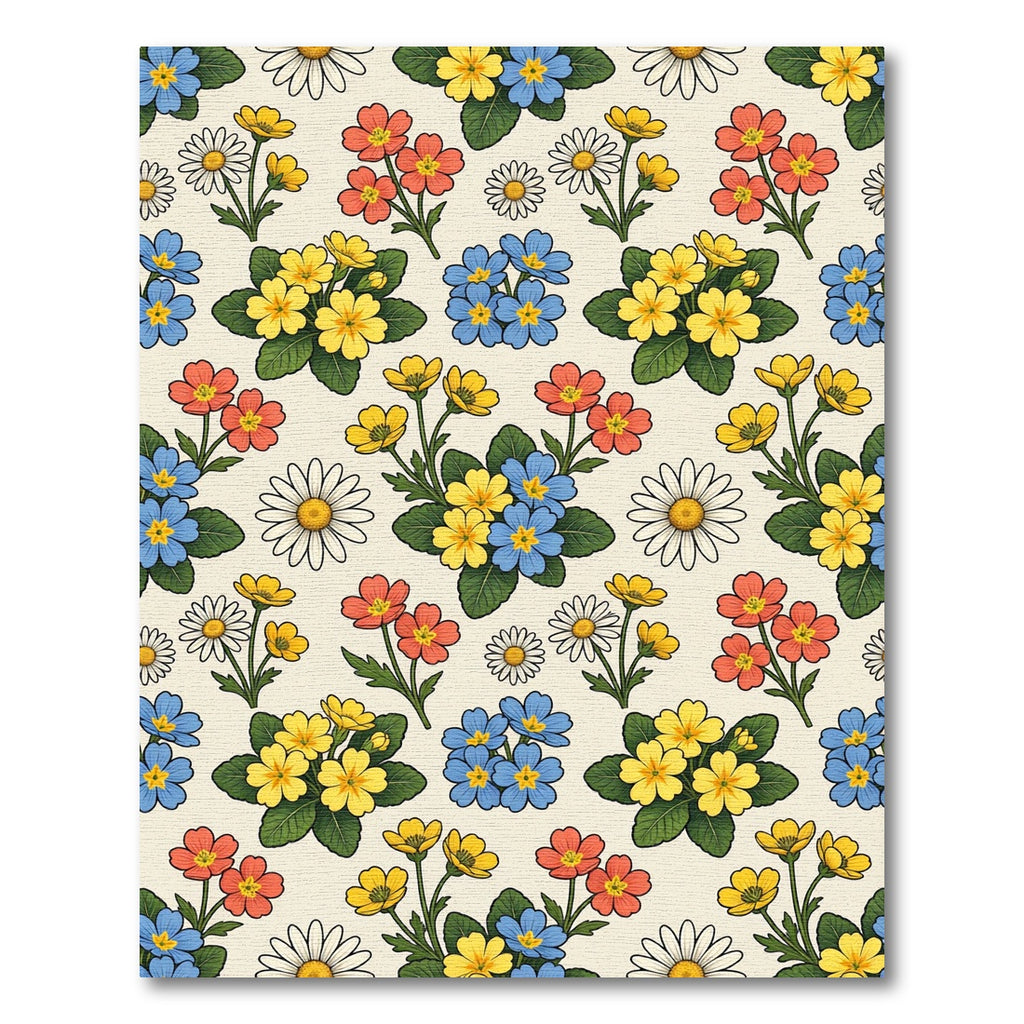 Yellow Blue Coral Daisy Meadow Rug