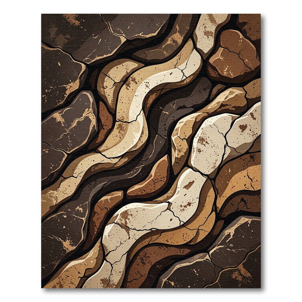 Earthy Rock Layers Abstract Flow Rug