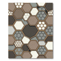 Modern Neutral Geometric Hexagon Mosaic Rug