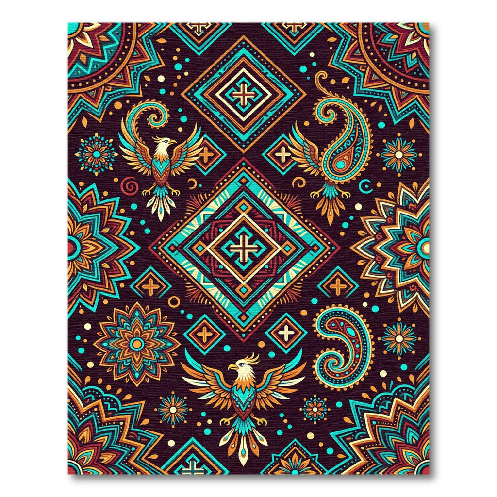 Vibrant Phoenix Paisley Geometric Rug