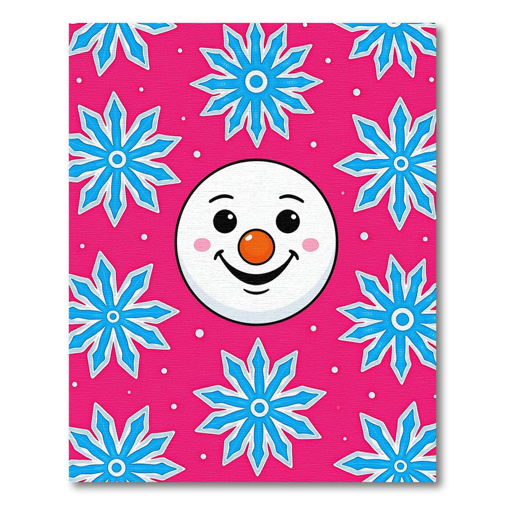 Pink Snowman Snowflake Festive Rug