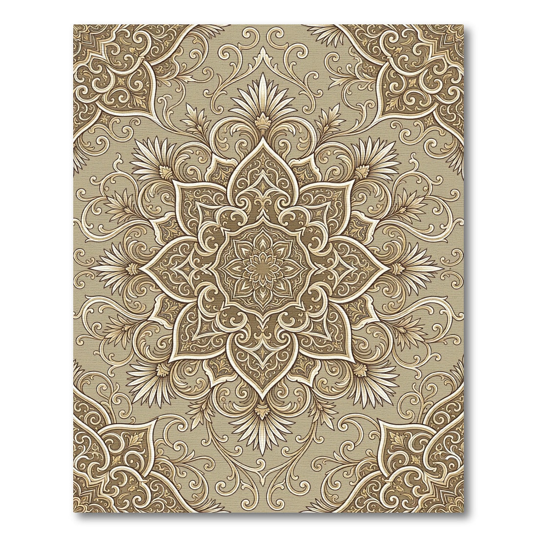 Golden Beige Filigree Medallion Rug
