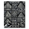 Monochromatic Black Geometric Mayan Waves Rug
