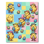 Cheerful Easter Chicks and Pastel Eggs Rug