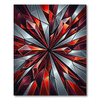 Shattered Crimson Facet Geometric Burst Rug