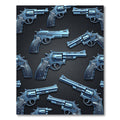 Metallic Blue Revolver Firearms Illustration Rug