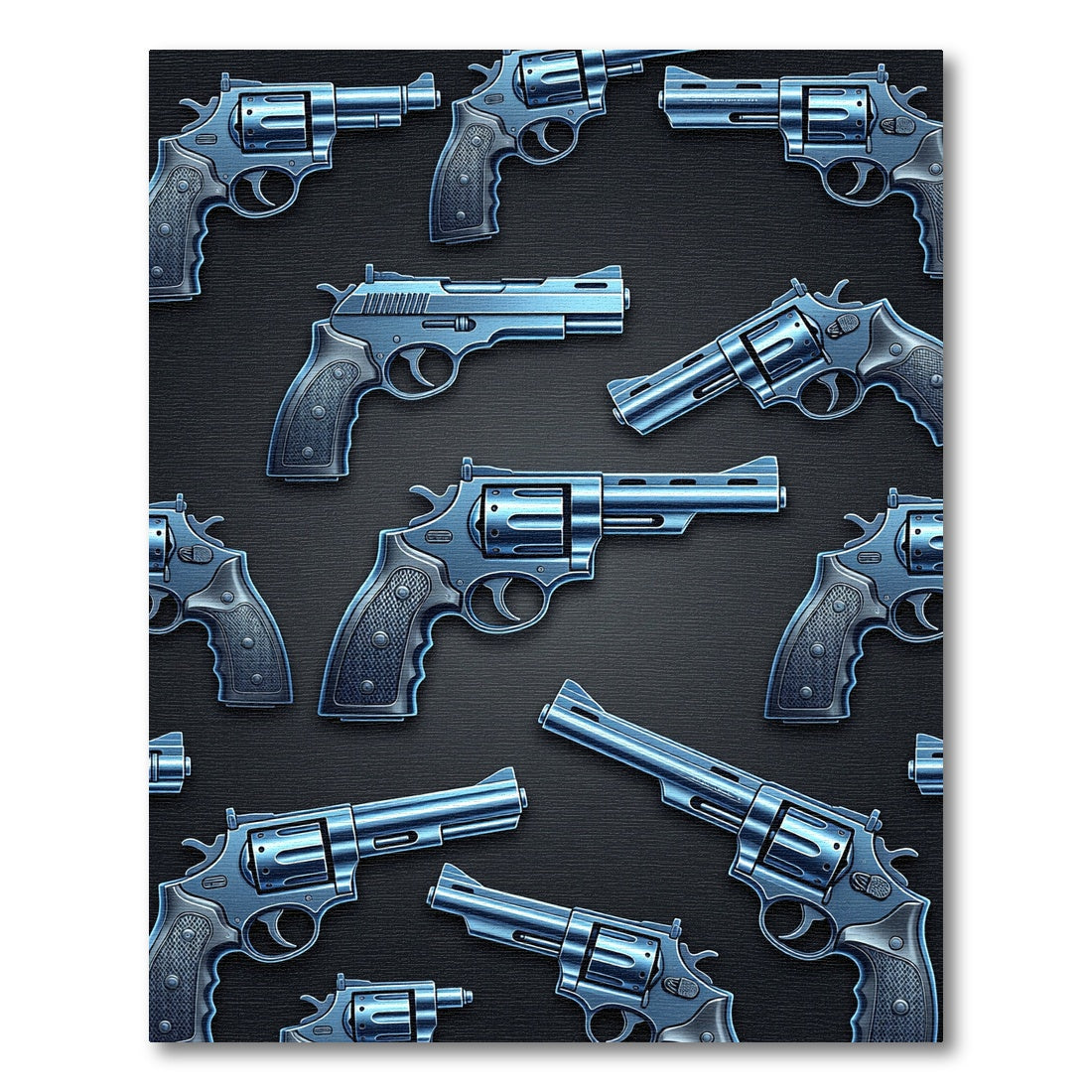 Metallic Blue Revolver Firearms Illustration Rug