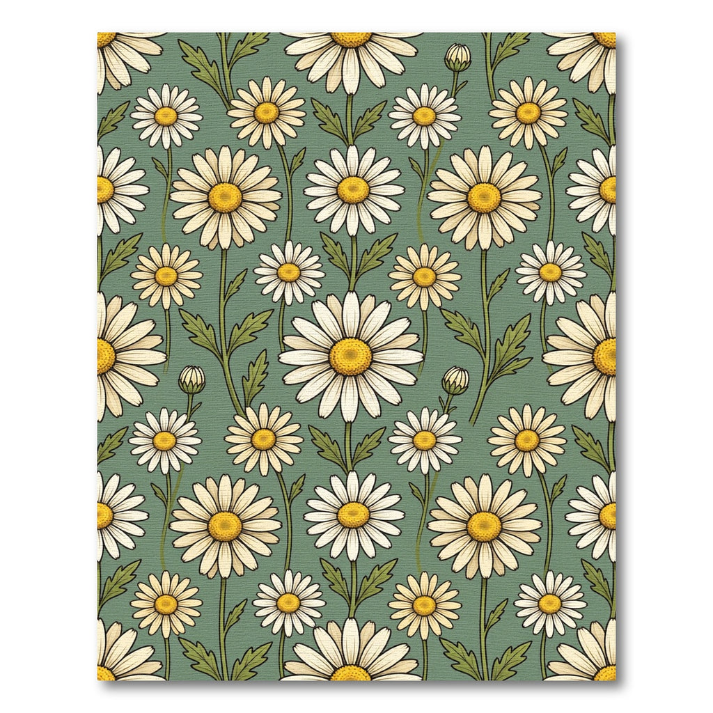Vintage Sage Meadow Daisy Floral Rug