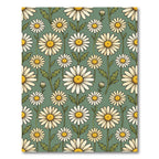 Vintage Sage Meadow Daisy Floral Rug