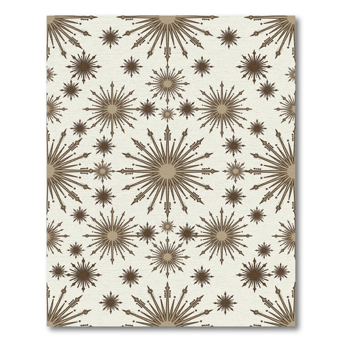 Earthy Brown Sunburst Starburst Medallions Rug