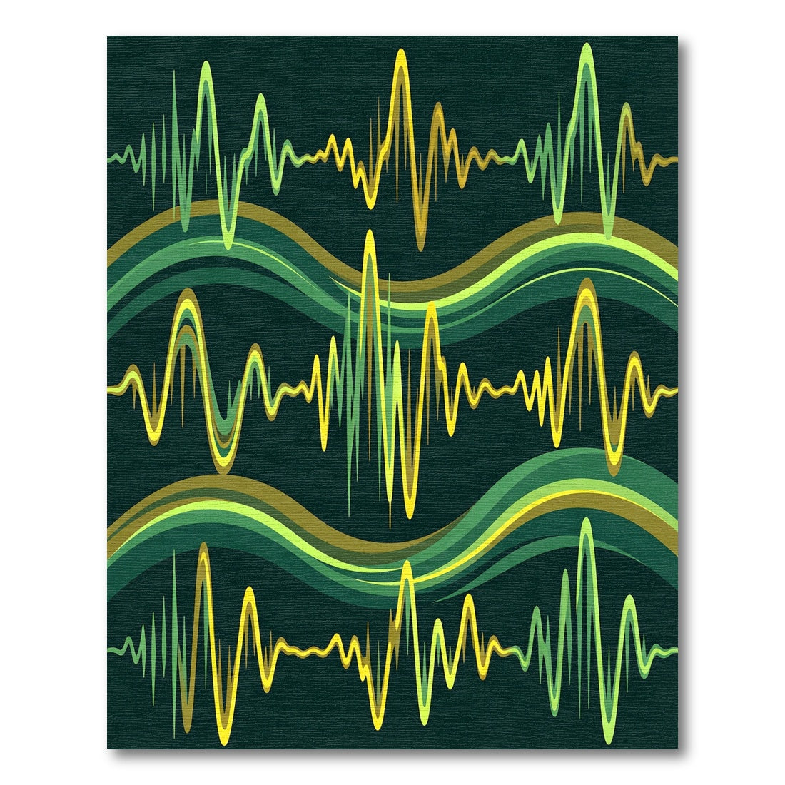 Emerald Green Abstract Wave Line Rug