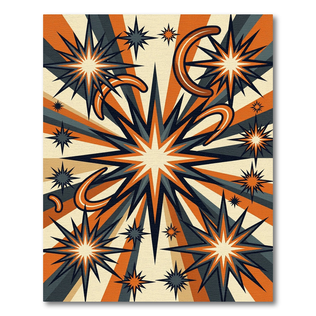 Retro Mid-Century Burnt Orange Starburst Rug