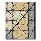Cracked Stone Tile Geometric Composition Rug