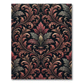 Ornate Crimson Foliage Scroll Damask Rug