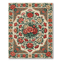 Coral Red Floral Burst Garden Rug