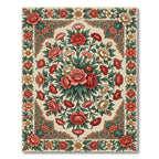 Coral Red Floral Burst Garden Rug