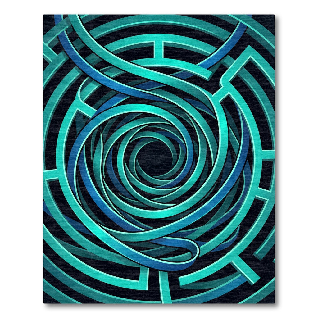 Abstract Teal Spiral Vortex Rug