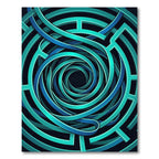 Abstract Teal Spiral Vortex Rug