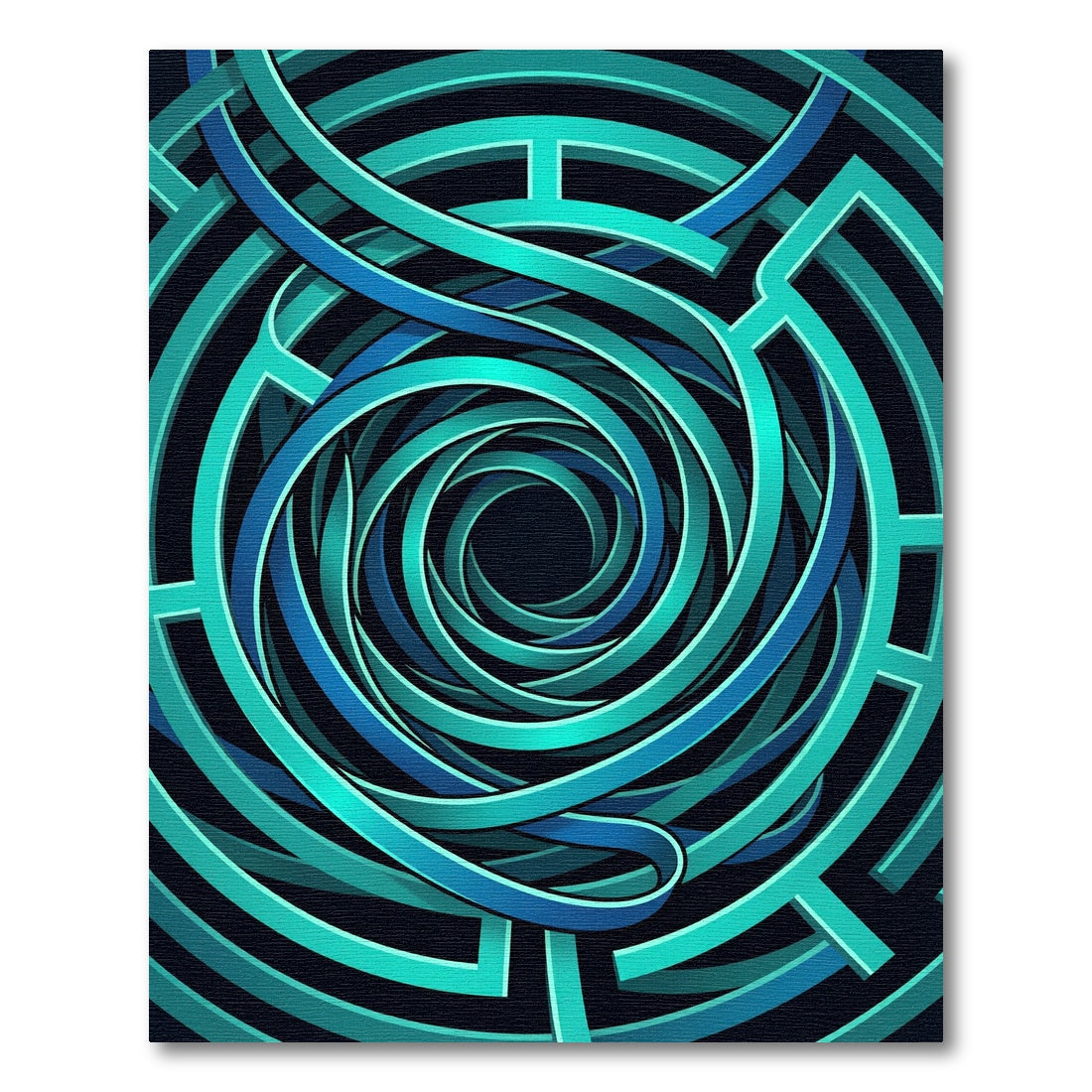 Abstract Teal Spiral Vortex Rug