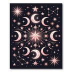 Pink Celestial Moon Stars Constellations Rug