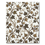 Earthy Brown Vine Leaf Scroll Rug