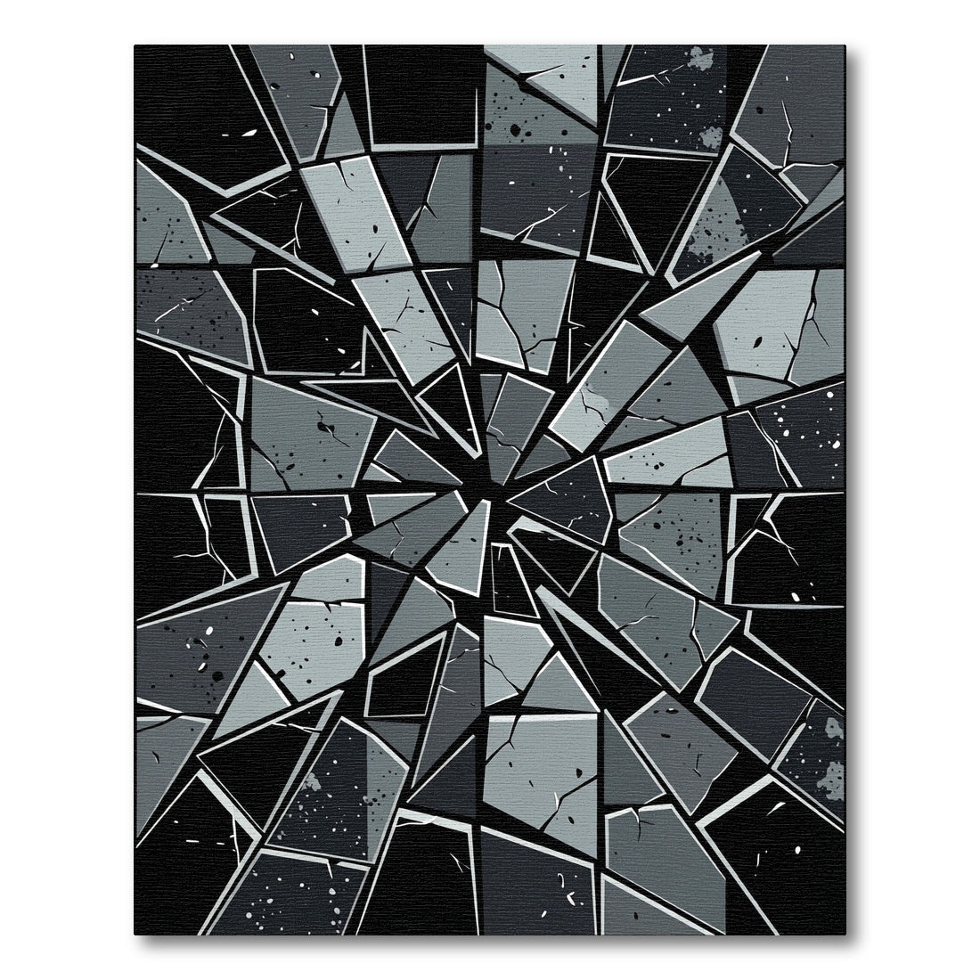 Monochromatic Shattered Glass Geometric Area Rug