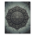 Ornate Charcoal Filigree Silver Medallion Rug