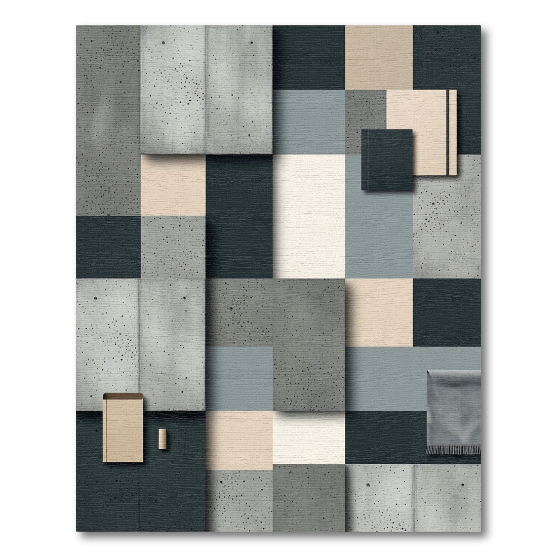 Monochromatic Concrete Block Composition Rug