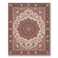Burgundy Pink Floral Medallion Scrollwork Rug