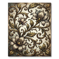 Elegant Golden Floral Scrollwork Art Rug