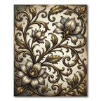 Elegant Golden Floral Scrollwork Art Rug
