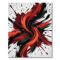 Dynamic Red and Black Abstract Swirl Rug