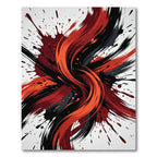 Dynamic Red and Black Abstract Swirl Rug