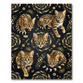 Elegant Leopard Cats Golden Floral Rug