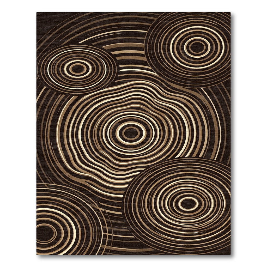 Brown Cream Concentric Circles Rug