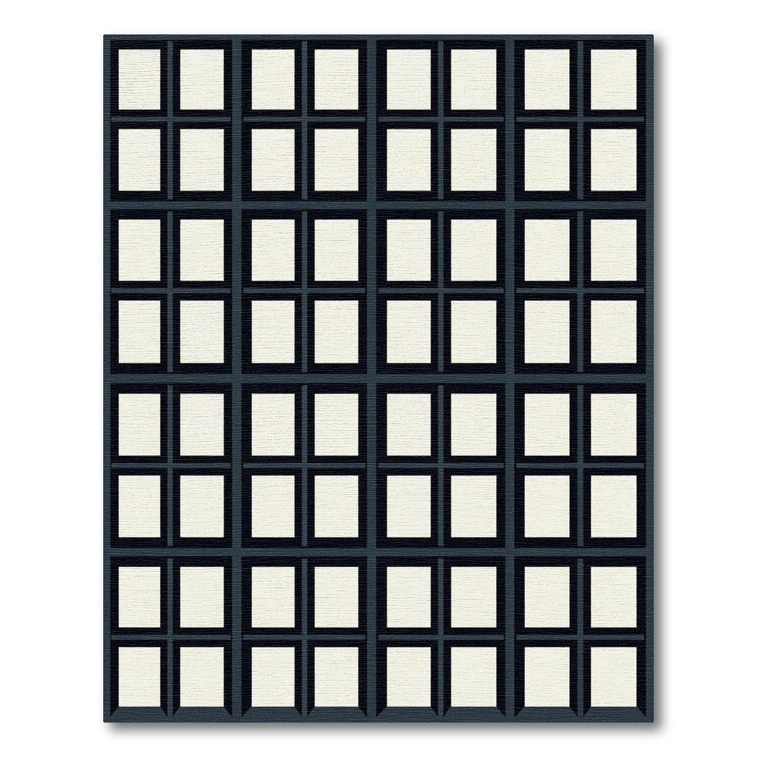 Dark Slate Grid Composition Squares Rug
