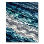 Abstract Teal Ocean Wave Fluid Rug