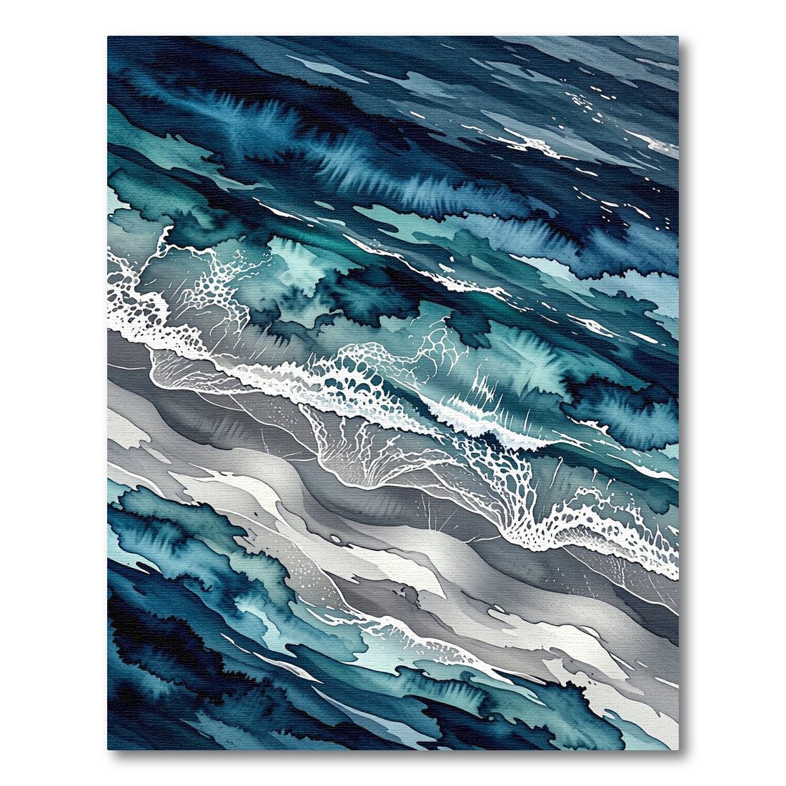 Abstract Teal Ocean Wave Fluid Rug