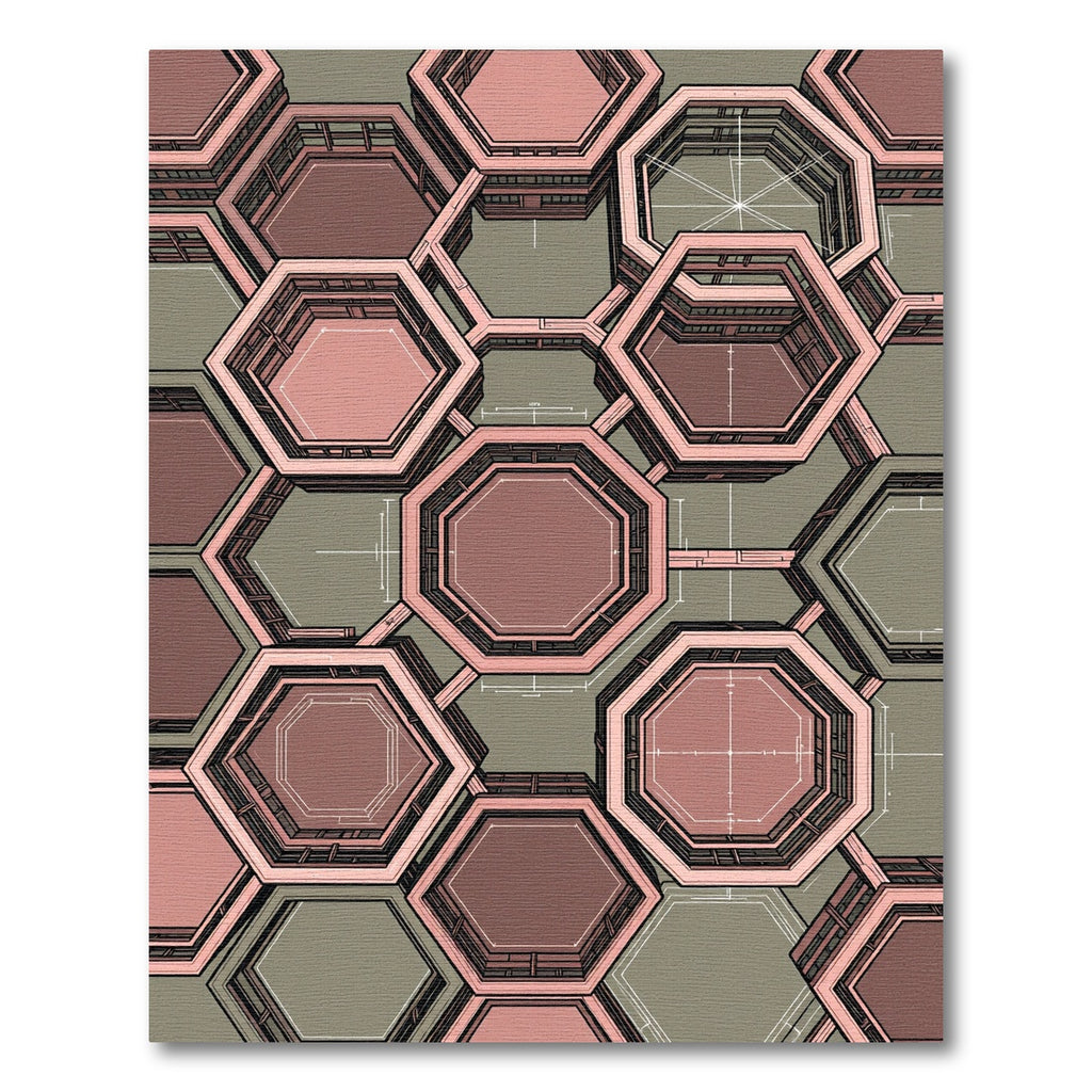 Salmon Pink Geometric Octagon Weave Rug