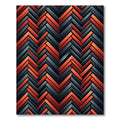Deep Coral Red Herringbone Weave Rug